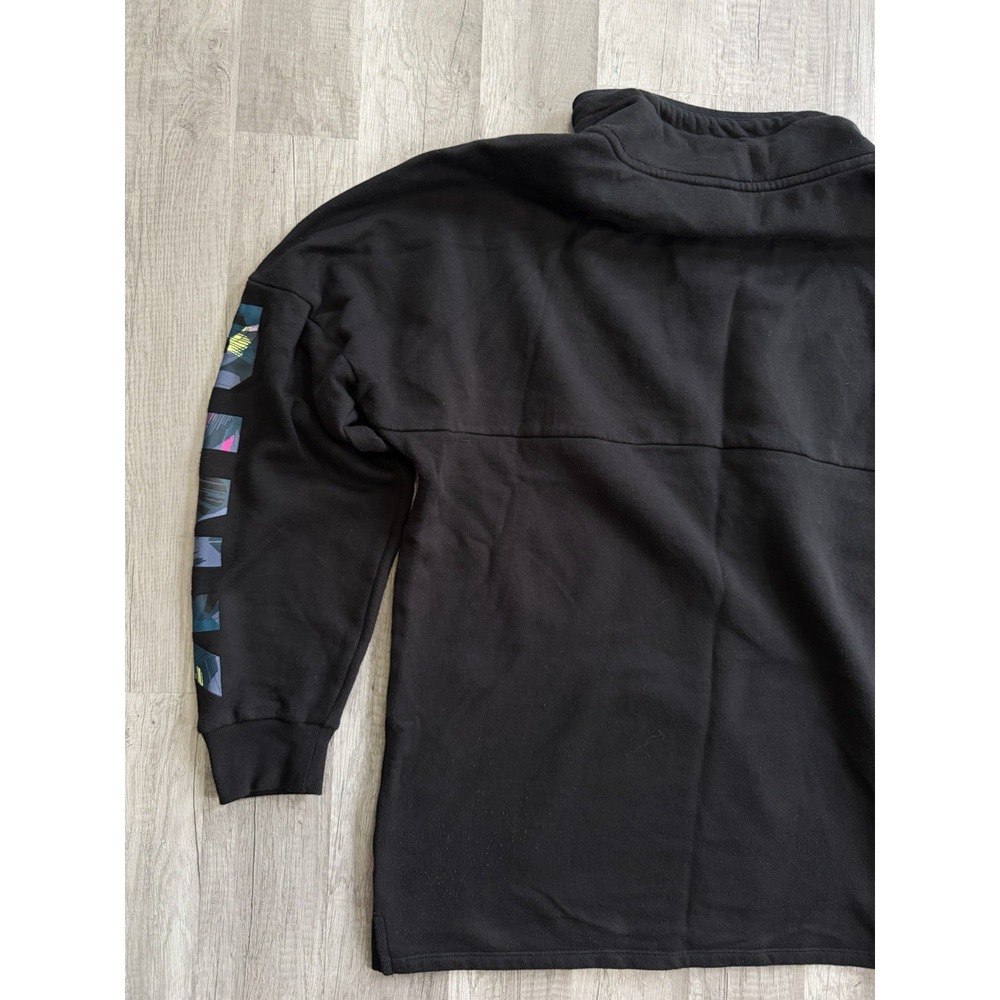 Pink Victoria Secret Sweatshirt Oversized Black 1/4 Zip Tropical Logo Medium - Picture 10 of 16